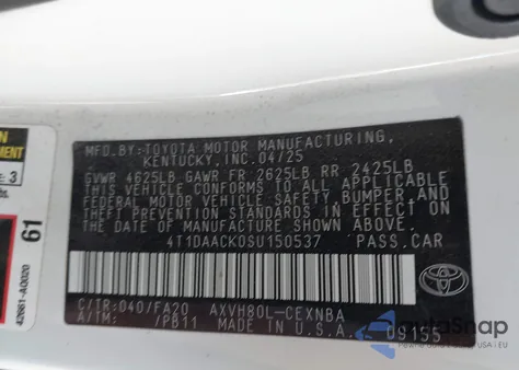 2025 Toyota Camry Le from USA, damaged, VIN 4T1DAACK0SU150537